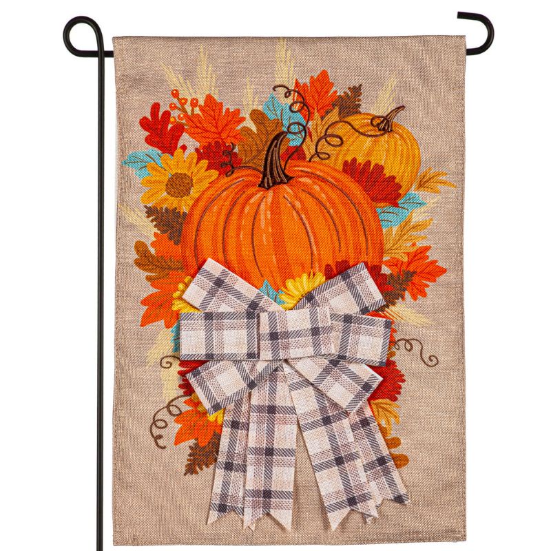 Pumpkin & Bow Garden Flag